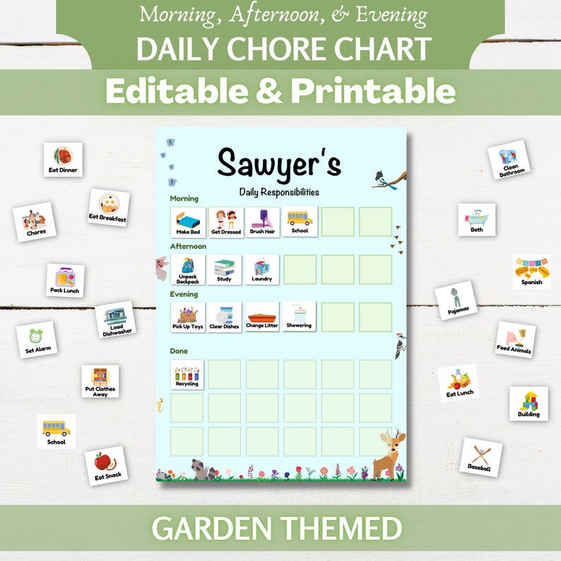Visual Chore Chart Kids Chore Chart Morning Routine - Etsy