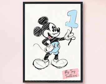 Ballonschets Mickey Mouse 1e verjaardag (digitaal bestand)