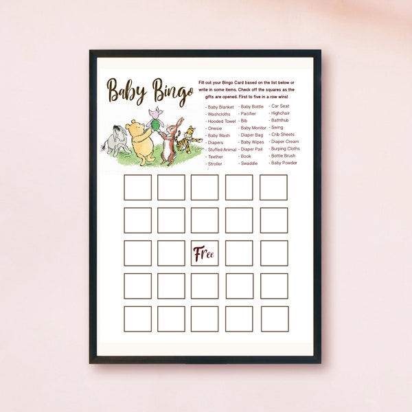 Winnie the Pooh Baby Shower Bingo Game | Classic Pooh | Baby Shower Game | Instant Download