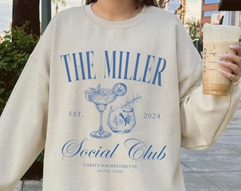 Mercancía de lujo para despedidas de soltera, despedidas de soltera en Charleston, sudadera con cuello redondo con nombre personalizado, club de cócteles sociales, regalos para fiestas nupciales, bodas