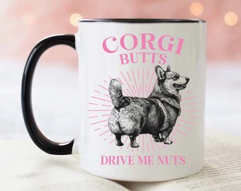 Corgi rumpa mugg, Corgi kaffemugg, corgi rumpor, corgi present, Pembroke Welsh Corgi, söt corgi, corgi rumpor, corgi present
