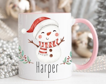 Christmas Snowman Mug, Kids Christmas Gift , Kids Stocking Stuffer , Personalized Kids Christmas Mug, Snowman Gift, Accent Mug
