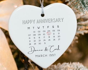 Verjaardagsornament, huwelijksgeschenk, bruiloftsdatum ornament, kalender, jubileumcadeau, onze eerste kerst, pasgetrouwd geschenk, verlovingscadeau
