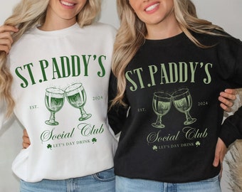 Equipo de bebida del Día de San Patricio, Shamrock Crewneck, Pub irlandés, camisa a juego de grupo, regalo para amantes de la cerveza, barman, sudadera del día de San Patricio
