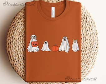 Сute Ghost Dog t-shirt, Halloween t-shirt, Ghost T-shirt, Dog Lovers T-Shirt, Halloween, Halloween Dog T-shirt, Spooky Season shirt