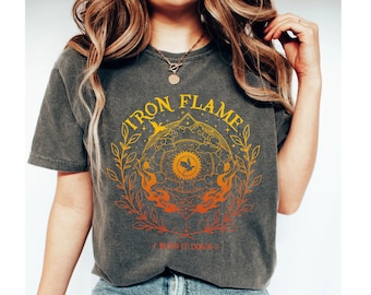 Chemise Iron Flame, chemise Quatrième aile, chemise Rebecca Yarros, chemise Dragon Rider, Sorrengail violette, chemise livresques, couleurs confort Basgiath