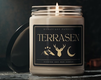 TERRASEN Scented Candle, SJM candle, Acotar Candle, bookish candle, Throne of Glass, bookish gift idea, Sarah J Maas Gift Candle