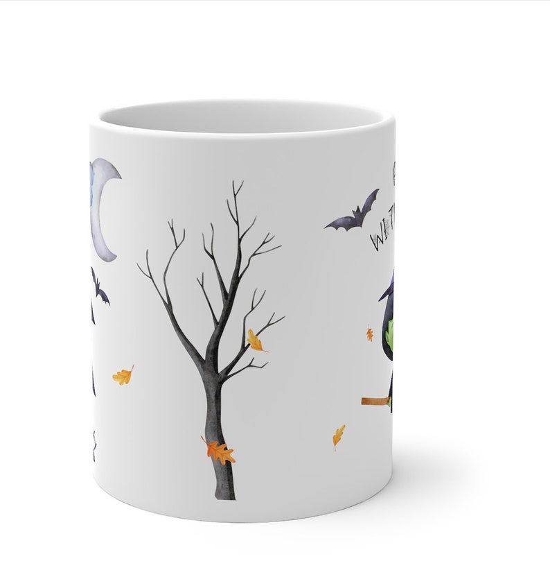 Färgskiftande mugg, Halloweenmugg för barn / Varm chokladmugg, Söt häxmugg, Halloweenpresent för barn, Personlig Halloweenmugg för barn bild 6