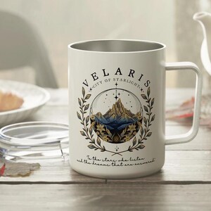 ACOTAR Velaris to go cup, Velaris Insulated Coffee Mug with lid, mug Acotar, sjm merch, feyre and rhysand mug, throne of glass mug, acomaf, velaris city of starlight, a court of mist and fury, romantasy reader mug, feyre archeron, acotar reader mug
