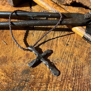 Hand forged cross necklace