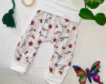 Bee and flower Grow With Me toddler pants - maxaloones