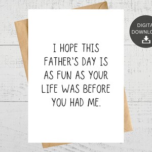 Grappige afdrukbare Vaderdagkaart voor papa, het leven was leuk vóór kinderen, Instant Digitale Download