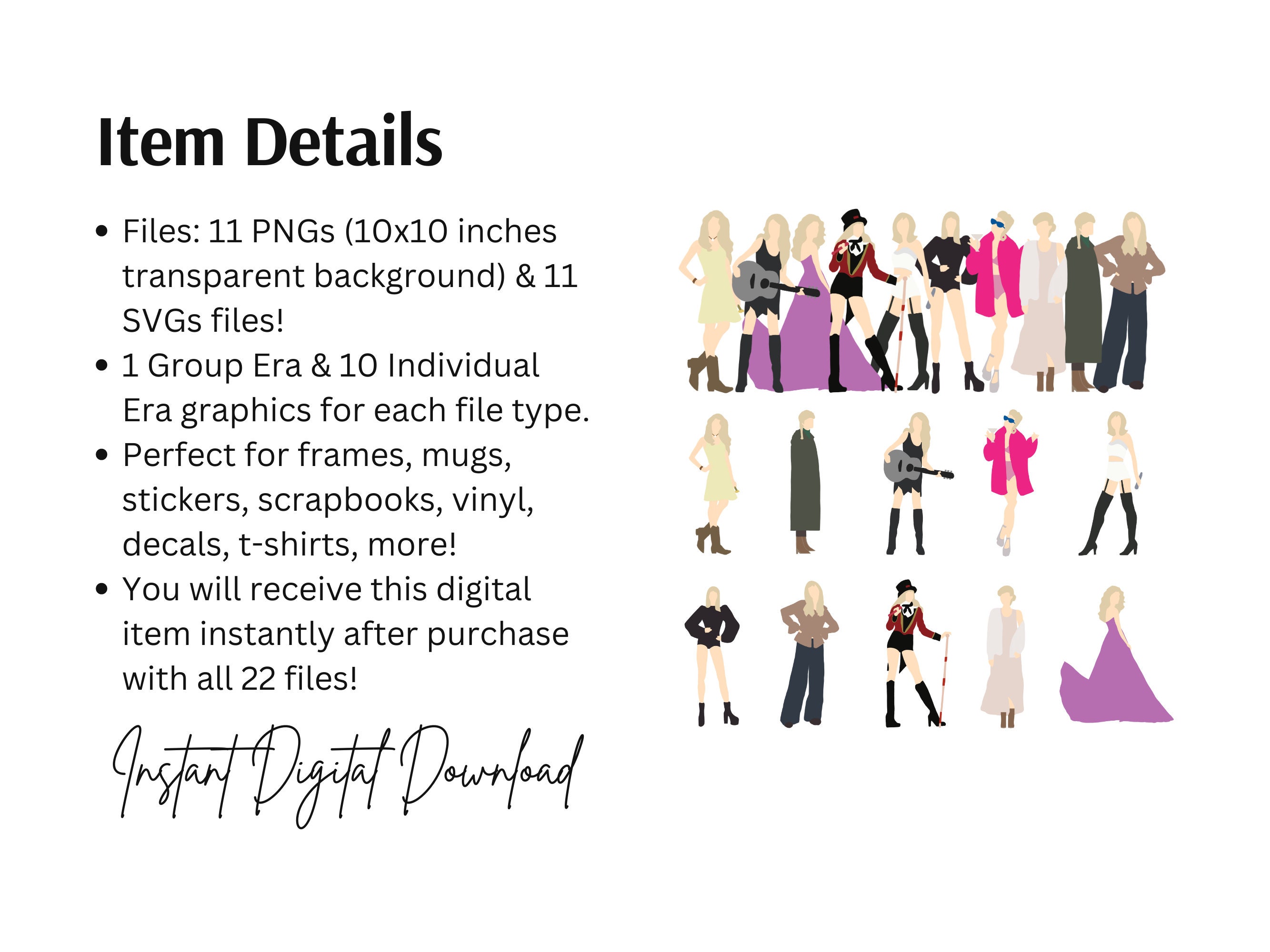 Taylor Swift Era's Tour PNG & SVG File Bundle 22 Included - Etsy