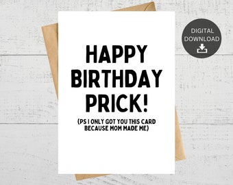 Funny Sibling Birthday Card, Offensive Humor (Digital Download)