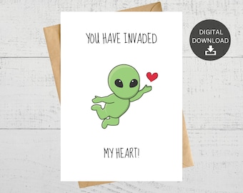 Alien Anniversary Card, Space Lovers Gift (Digital Download)