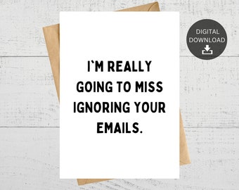 Funny Goodbye Card for Coworker, Email Humor (Digital Download)