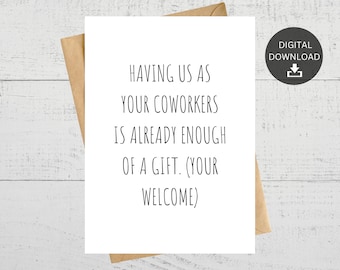 Grappige wenskaart cadeau collega (digitale download)