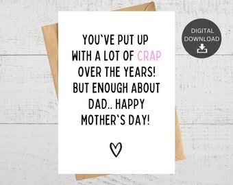Funny Mother's Day Card, Enough About Dad (Digital Download)