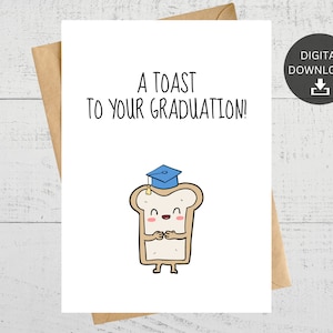Un brindis por su graduación, tarjeta de graduación imprimible, descarga digital instantánea