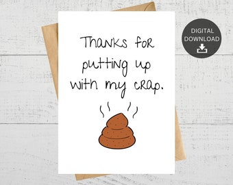 Funny Thank You Card | Thanks for Putting up With My Poop Emoji - Etsy UK
