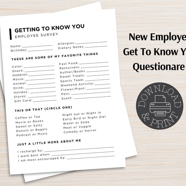 Get to Know You Template Etsy