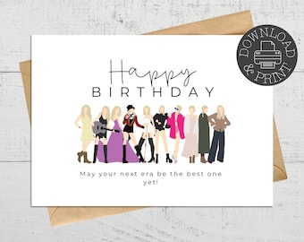 Printable Taylor Swift Birthday Card, Fan Gift (Instant Download)