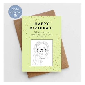 What Are You Wearing Printable Birthday Card, Fan Gift, Instant Download.