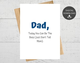 Funny Printable Father's Day Card For Dad, For Birthday, Instant Digital Download