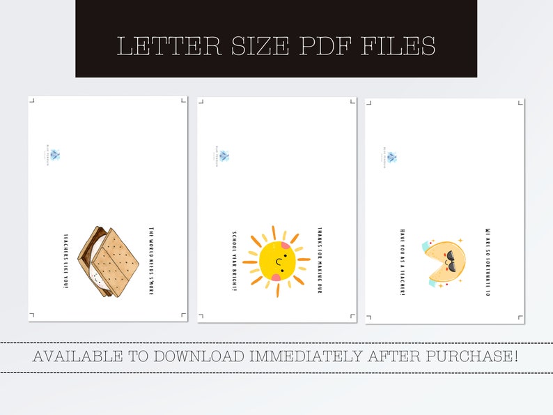 Set of 3 Printable Cards for Teachers, Cute Teacher Appreciation ...