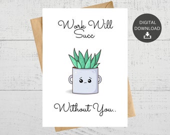 Funny Plant Farewell Card, Coworker Goodbye Gift (Digital Download)