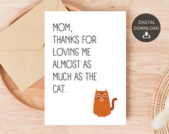 Funny Mom Birthday Card From Cat Lover (Digital Download)