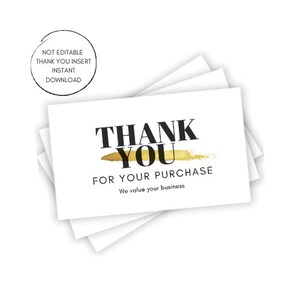 Thank You For Your Purchase Printable Inserts, For Sellers, For Customers, Instant Download.