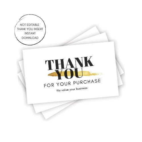 Thank You for Your Purchase Printable Inserts, for Sellers, for ...