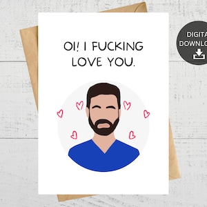 Hé! Je t'aime putain ! Carte d’amour imprimable, anniversaire, jour le plus doux, Saint-Valentin, téléchargement numérique instantané.