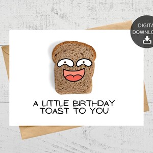 Ein kleiner Geburtstag Toast auf Sie, lustige Wortspiel druckbare Geburtstagskarte, sofortiger digitaler Download