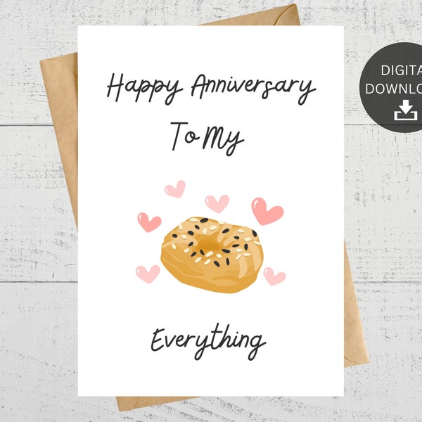 Happy Anniversary To My Everything, Printable Card For Anniversary, Sweetest Day, Valentines Day, Love Note, Instant Digital Download.