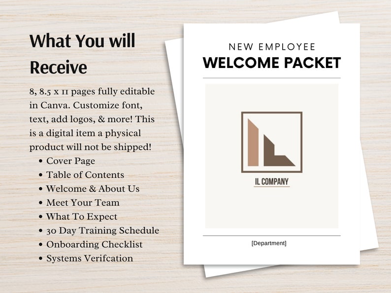 New Employee Welcome Packet Editable Canva Template For New Hire