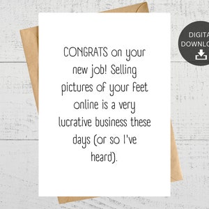 Herzlichen Glückwunsch zum neuen Job, lustige druckbare Karte für den Abschied von Kollegen, sofortiger digitaler Download