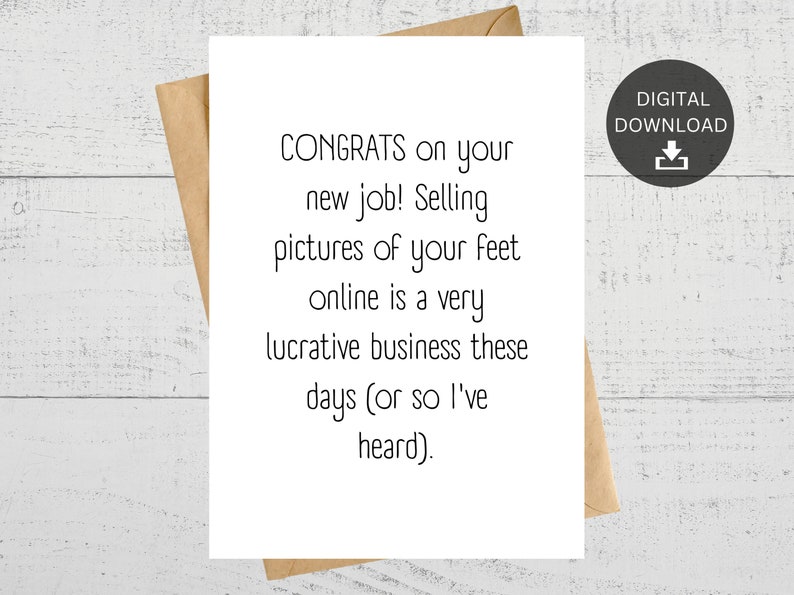 Congrats on Your New Job, Funny Printable Card, for Leaving Co-worker, Instant Digital Download ...