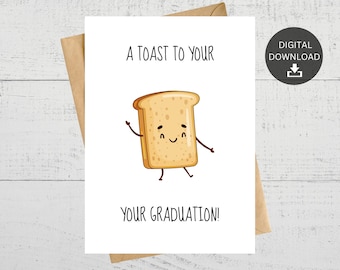 A Toast To Your Promotion, Printable Congratulations Card,  Funny Toast Pun, Cute Card For Co-Worker, Instant Digital Download