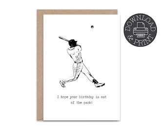 Funny Baseball Birthday Card For Him (Digital Download)
