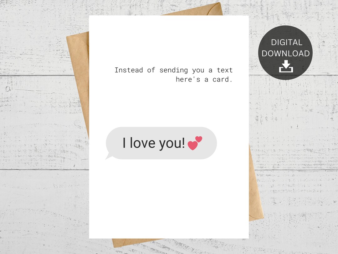 Fun Card Text Funny Love Card, Text Message Design (printable PDF) - Etsy