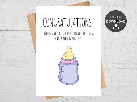 Ready to Hit the Bottle PRINTABLE Greeting Card, 5x7, Cardstock