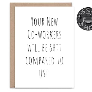 Tarjeta imprimible de despedida divertida para compañero de trabajo, tarjeta de despedida para dejar compañero de trabajo, descarga digital instantánea