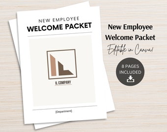 New Employee Welcome Packet, Editable Canva Template (Digital Download)