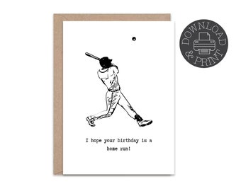 Printable Baseball Birthday Card For Him (Digital Download)