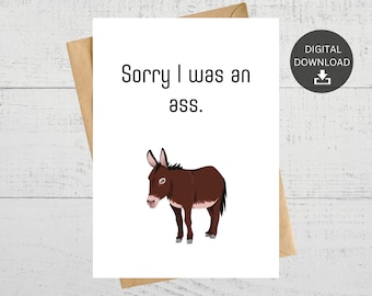 I'm Sorry Printable Card, Funny Apology, For Friend, For Significant Other, Instant Digital Download