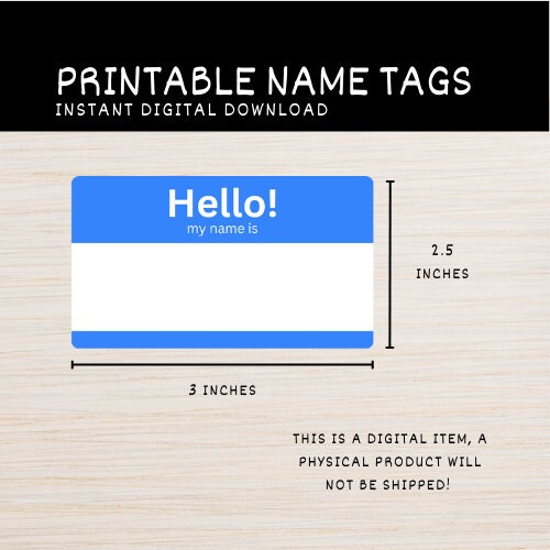Hello My Name is Printable Name - Il Fullxfull.4718254320 Ewv7 