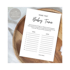 Printable Minimalist Name That Baby Tune Game, For Baby Shower, Baby Shower Game 5x7 Inches, Gender Neutral, Instant Digital Download