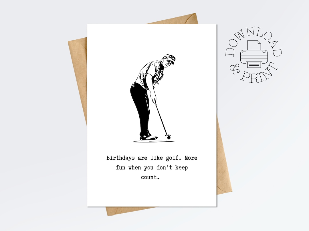 Biglietto Di Compleanno Umoristico Per Lui - Design Golf Con Conigli - Ecologico, Con Busta - Misura 208x145 Mm, Design Ling